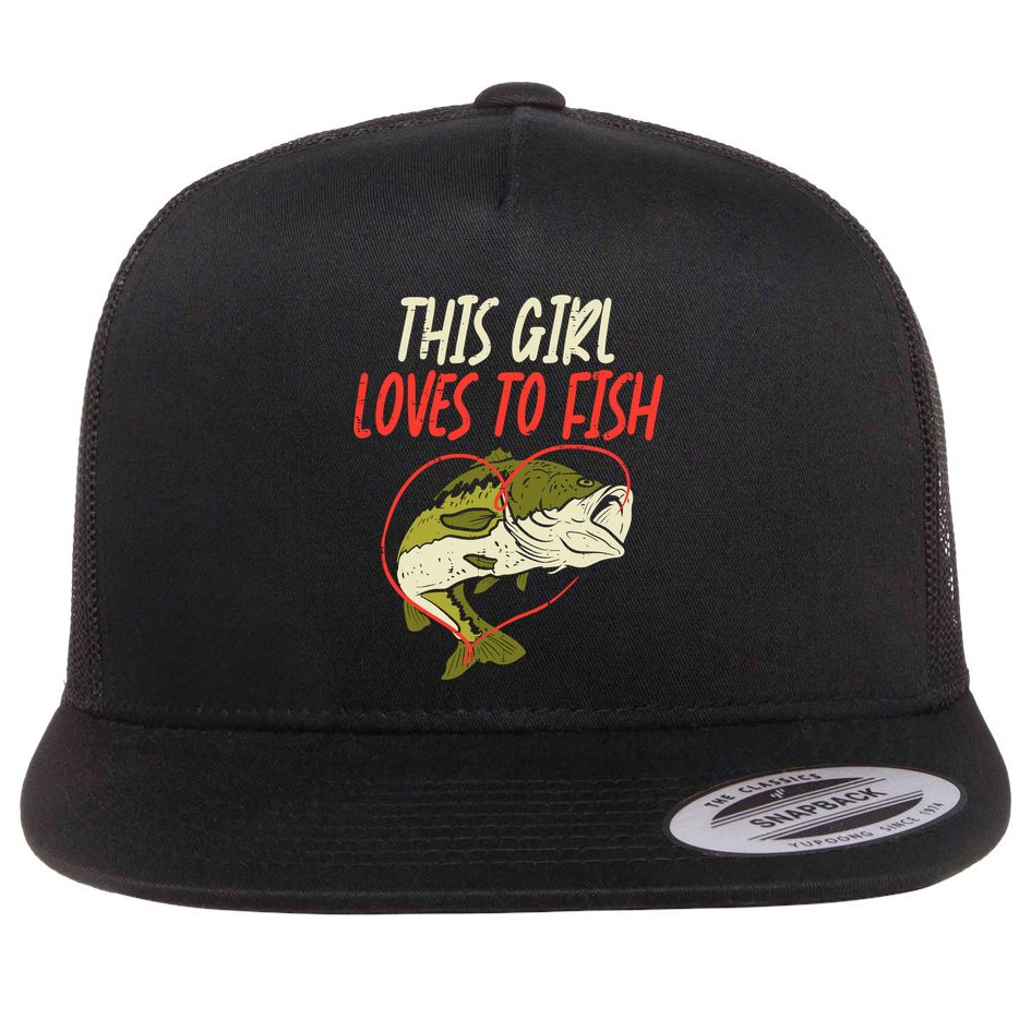 This Girl Loves To Fish Bass Fishing Family Matching Gift Flat Bill Trucker Hat