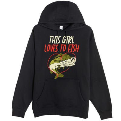 This Girl Loves To Fish Bass Fishing Family Matching Gift Premium Pullover Hoodie