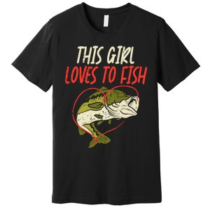 This Girl Loves To Fish Bass Fishing Family Matching Gift Premium T-Shirt