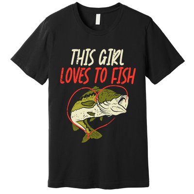 This Girl Loves To Fish Bass Fishing Family Matching Gift Premium T-Shirt