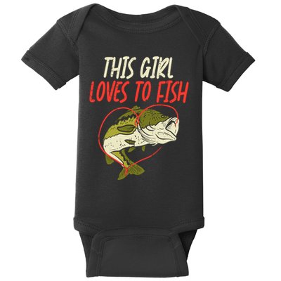This Girl Loves To Fish Bass Fishing Family Matching Gift Baby Bodysuit