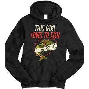 This Girl Loves To Fish Bass Fishing Family Matching Gift Tie Dye Hoodie