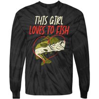 This Girl Loves To Fish Bass Fishing Family Matching Gift Tie-Dye Long Sleeve Shirt