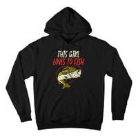 This Girl Loves To Fish Bass Fishing Family Matching Gift Tall Hoodie