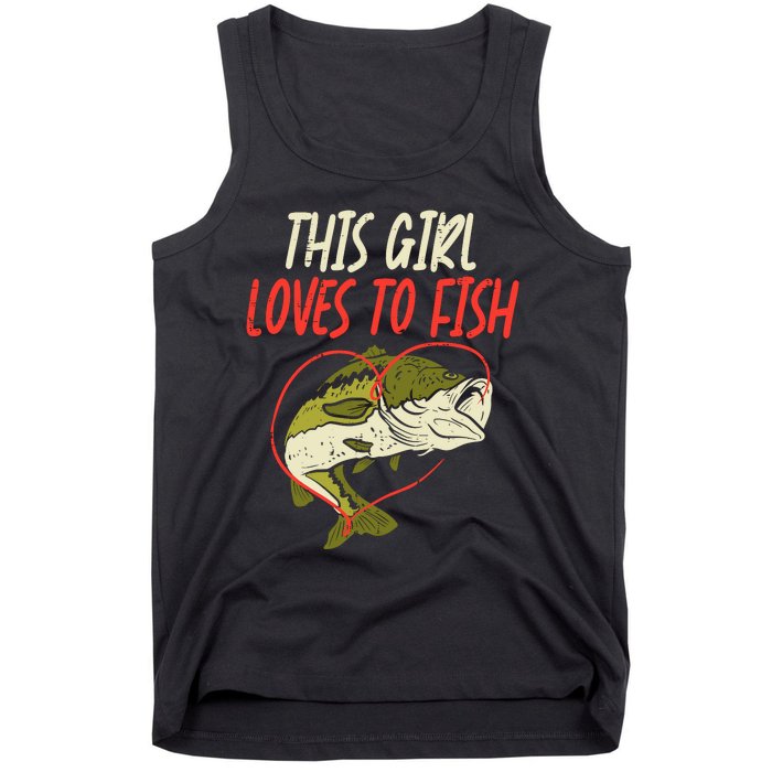 This Girl Loves To Fish Bass Fishing Family Matching Gift Tank Top