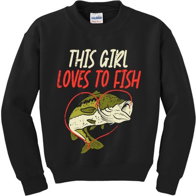 This Girl Loves To Fish Bass Fishing Family Matching Gift Kids Sweatshirt