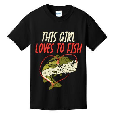 This Girl Loves To Fish Bass Fishing Family Matching Gift Kids T-Shirt