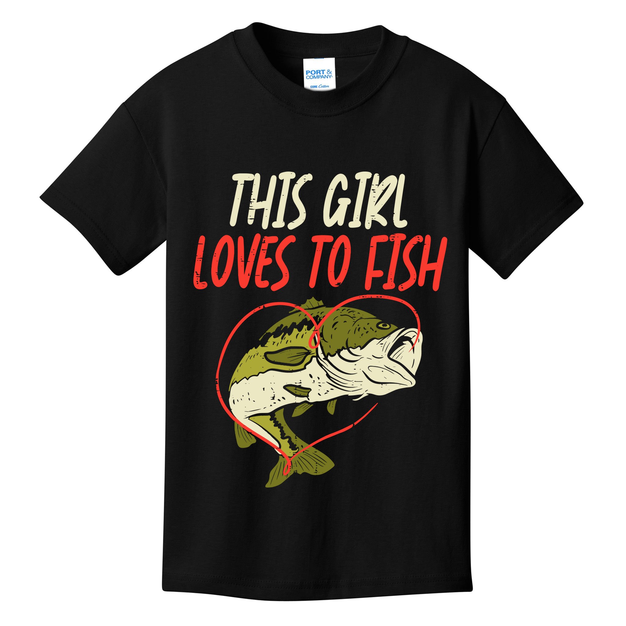 This Girl Loves To Fish Bass Fishing Family Matching Gift Kids T-Shirt