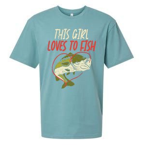 This Girl Loves To Fish Bass Fishing Family Matching Gift Sueded Cloud Jersey T-Shirt