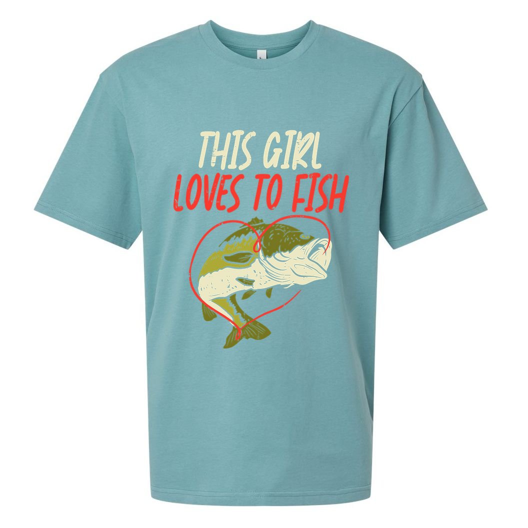 This Girl Loves To Fish Bass Fishing Family Matching Gift Sueded Cloud Jersey T-Shirt