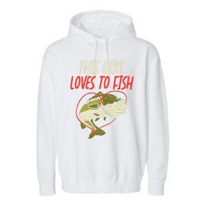 This Girl Loves To Fish Bass Fishing Family Matching Gift Garment-Dyed Fleece Hoodie