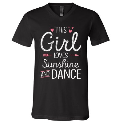 This Girl Loves Sunshine And Dance Cute Girls Women Dancers V-Neck T-Shirt