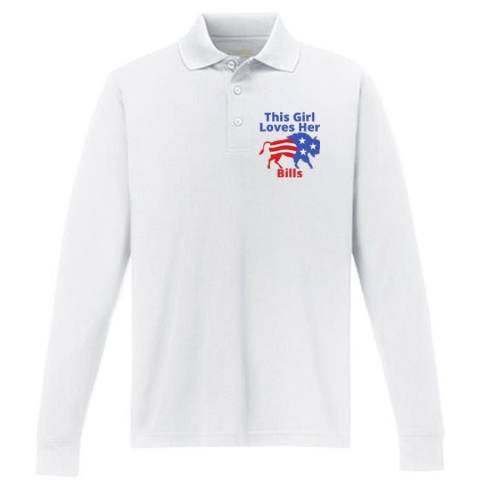 This Girl Loves Her Buffalo Bills Funny Performance Long Sleeve Polo