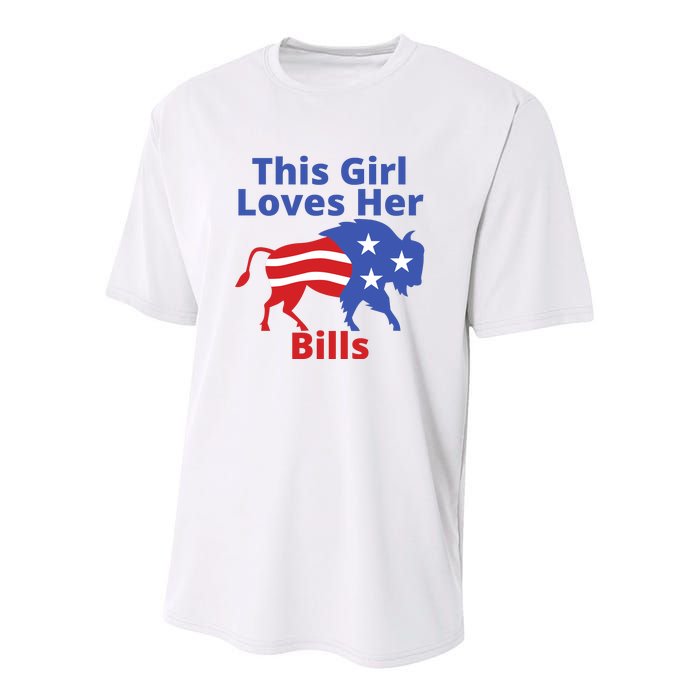 This Girl Loves Her Buffalo Bills Funny Youth Performance Sprint T-Shirt