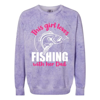 This girl loves fishing with her dad Colorblast Crewneck Sweatshirt