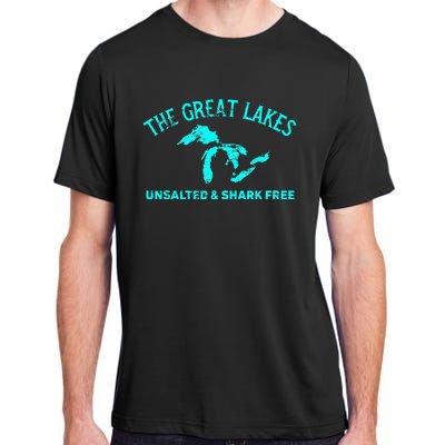 The Great Lakes Unsalted & Shark Free Michigan Gift Vintage Adult ChromaSoft Performance T-Shirt