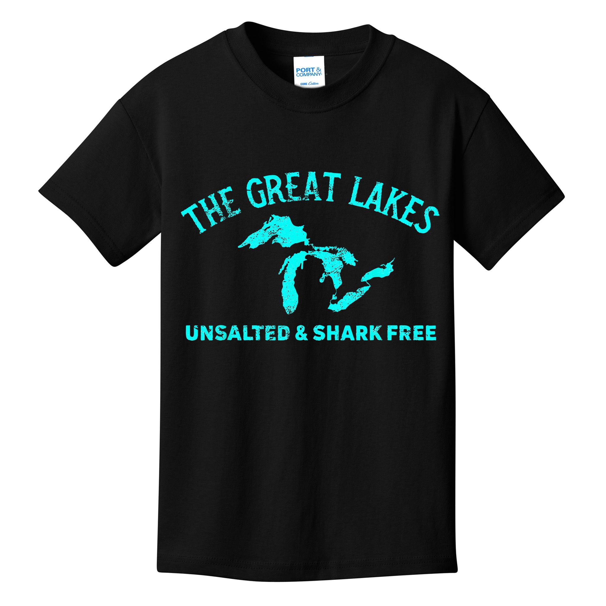 The Great Lakes Unsalted & Shark Free Michigan Gift Vintage Kids T-Shirt