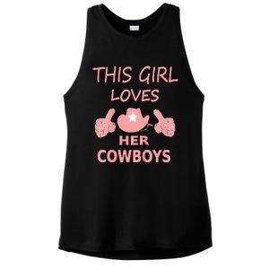 This Girl Loves Her Cowboy Cute Texas Dallas Ladies PosiCharge Tri-Blend Wicking Tank