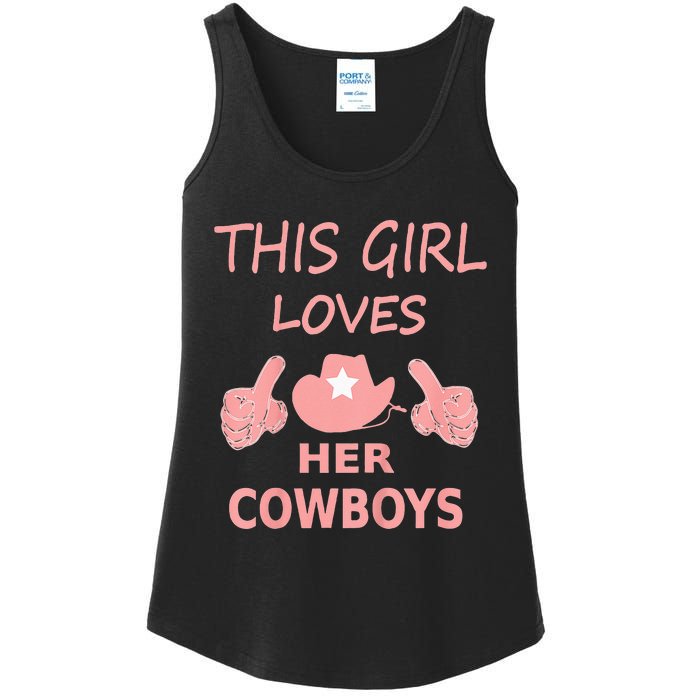 This Girl Loves Her Cowboy Cute Texas Dallas Ladies Essential Tank