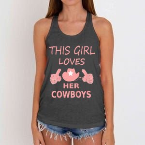 This Girl Loves Her Cowboy Cute Texas Dallas Women's Knotted Racerback Tank