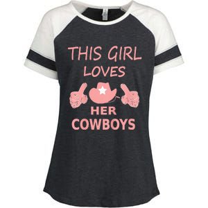 This Girl Loves Her Cowboy Cute Texas Dallas Enza Ladies Jersey Colorblock Tee