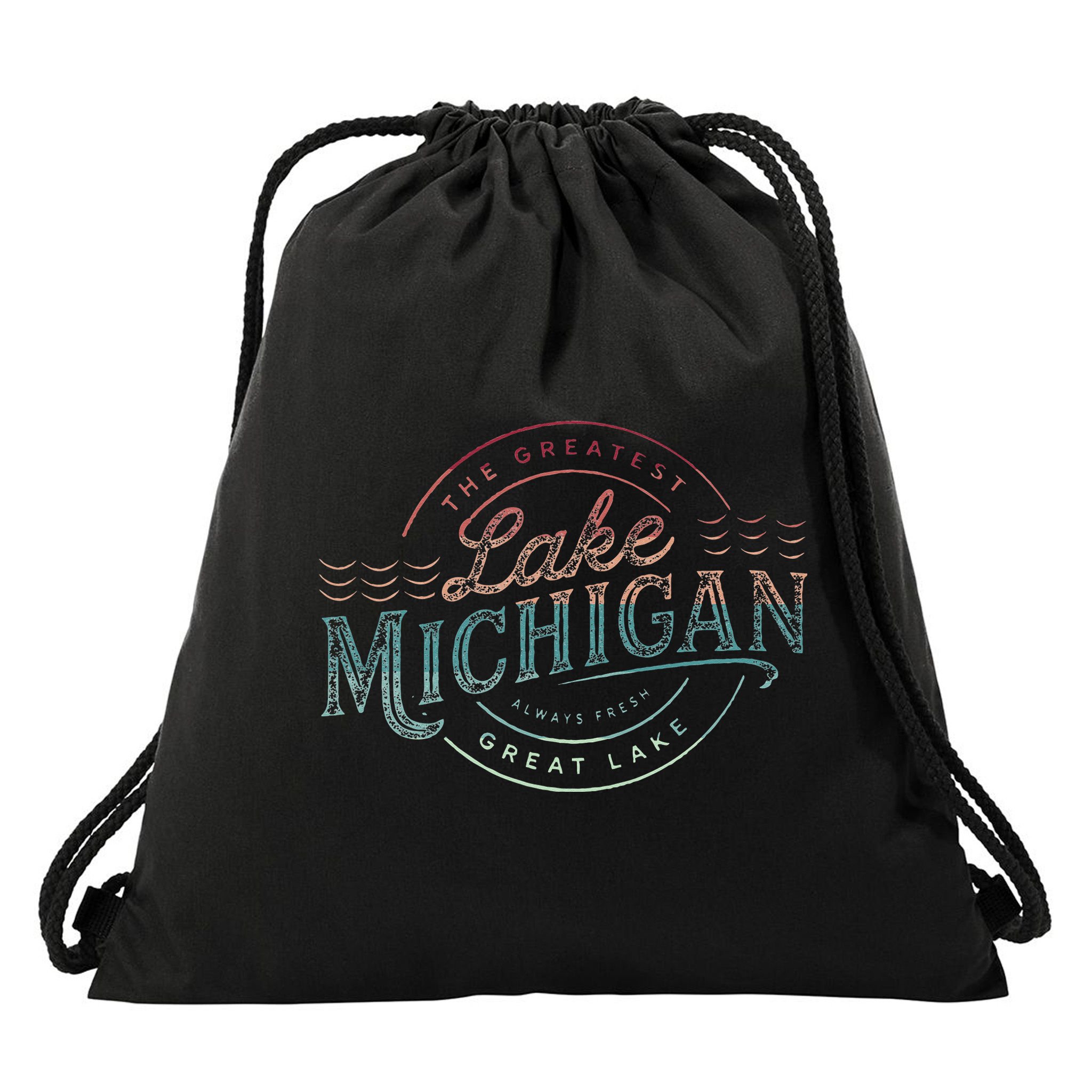The Great Lakes Lake Michigan Lake Life theme Drawstring Bag