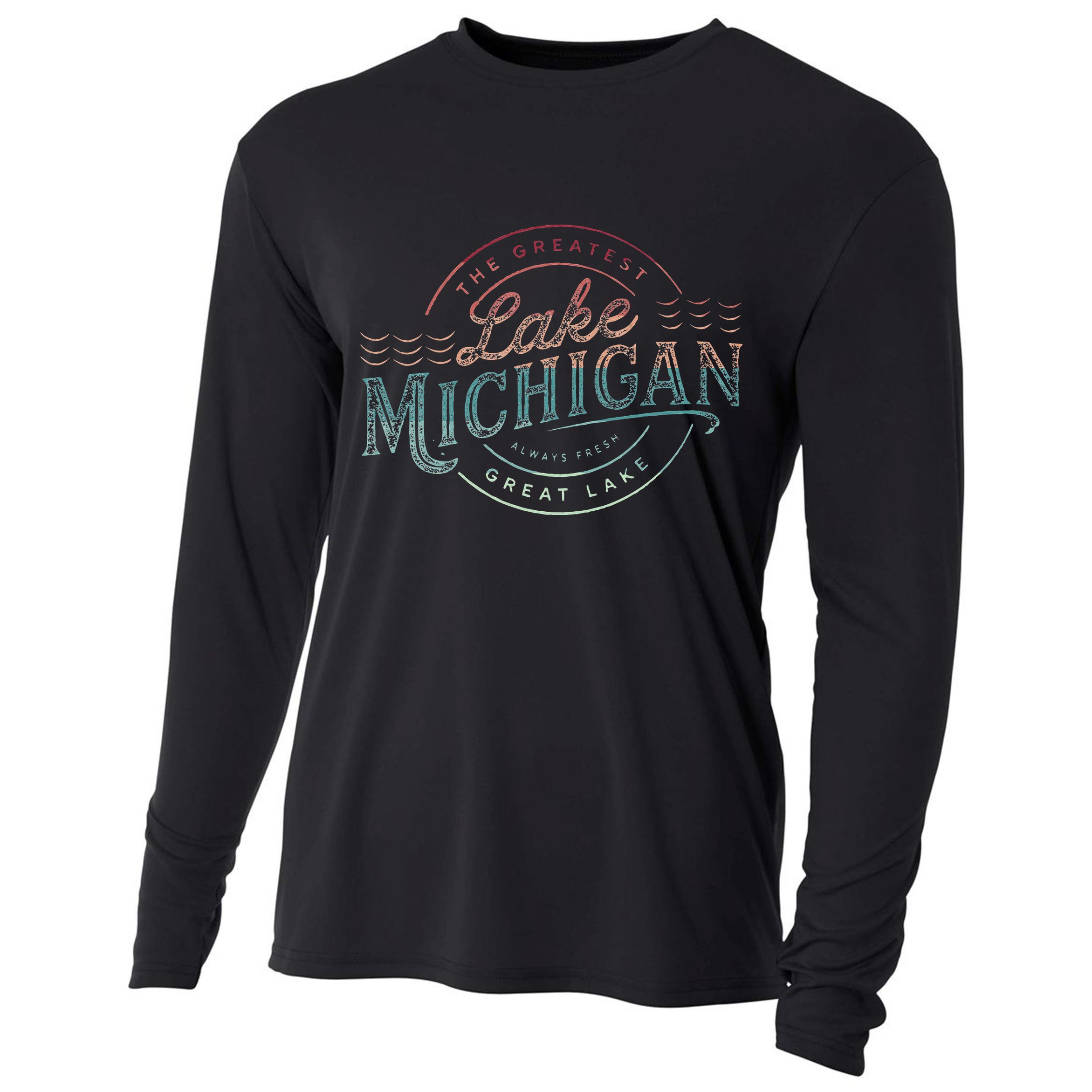 The Great Lakes Lake Michigan Lake Life theme Cooling Performance Long Sleeve Crew