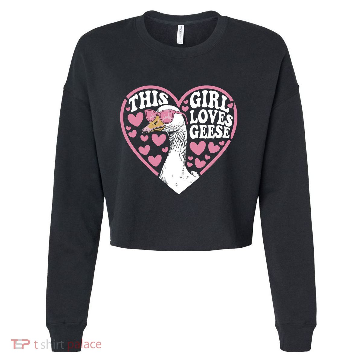 This Girl Loves Geese Heart Cute Goose Valentines Day Cropped Pullover Crew