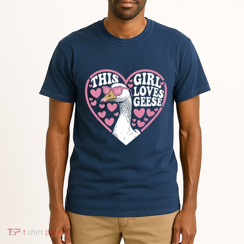 This Girl Loves Geese Heart Cute Goose Valentines Day Tall T-Shirt