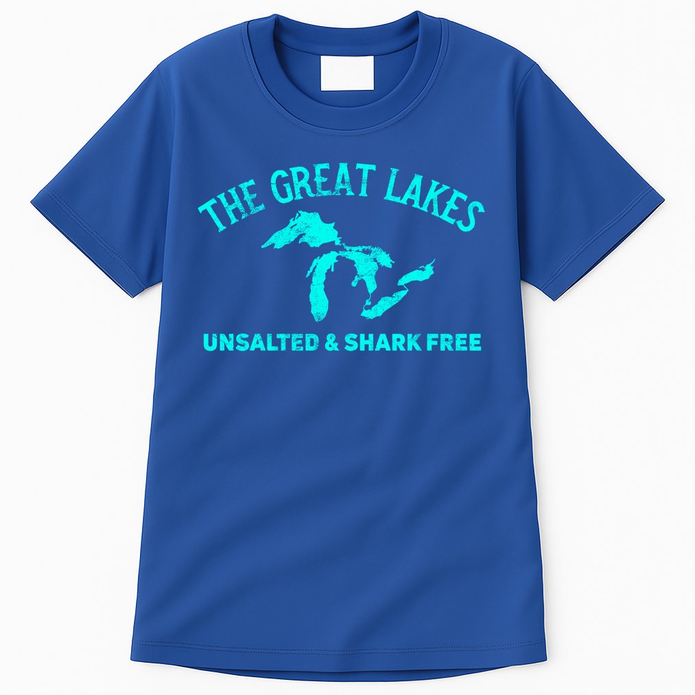 The Great Lakes Unsalted And Shark Free Michigan Gift Vintage Gift Tall T-Shirt