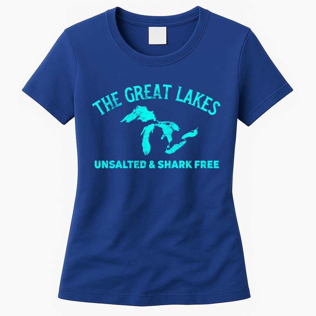 The Great Lakes Unsalted And Shark Free Michigan Gift Vintage Gift Womens T-Shirt
