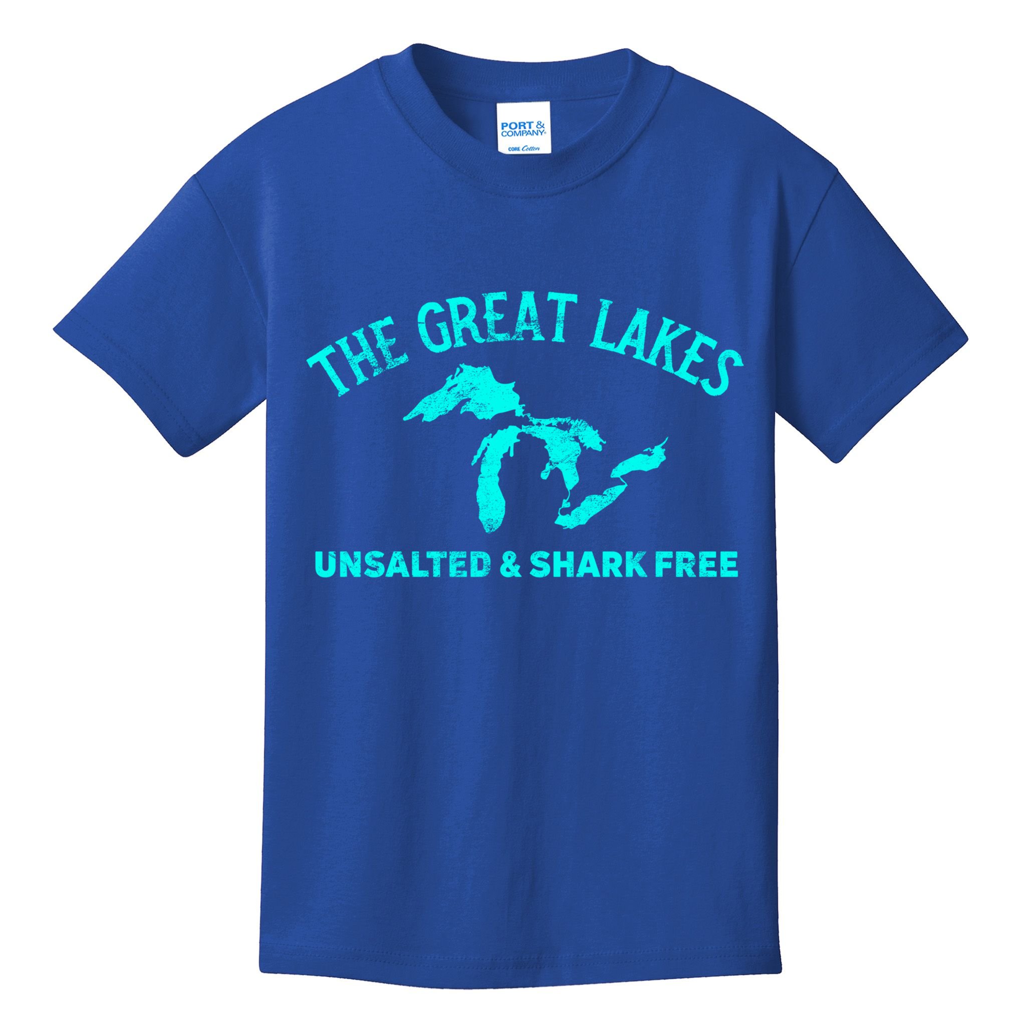 The Great Lakes Unsalted And Shark Free Michigan Gift Vintage Gift Kids T-Shirt