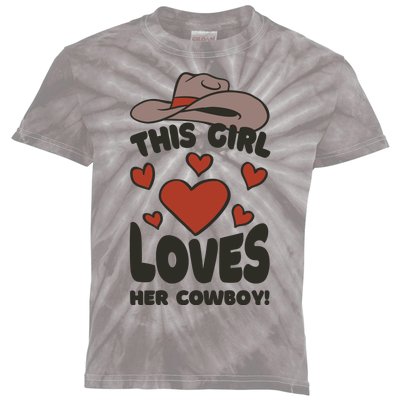 This Girl Loves Her Cowboy Cute Girlfriend Kids Tie-Dye T-Shirt