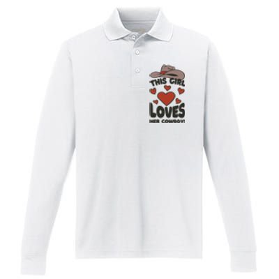 This Girl Loves Her Cowboy Cute Girlfriend Performance Long Sleeve Polo