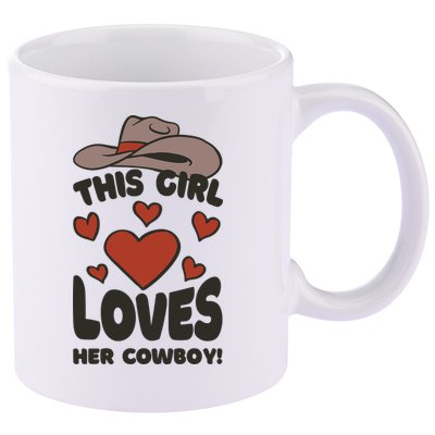 This Girl Loves Her Cowboy Cute Girlfriend 11oz C Handle Ceramic Mug