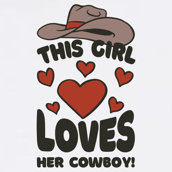 This Girl Loves Her Cowboy Cute Girlfriend Flat Bill Trucker Hat