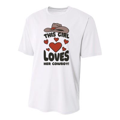 This Girl Loves Her Cowboy Cute Girlfriend Youth Performance Sprint T-Shirt