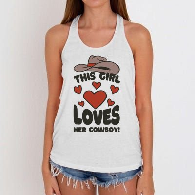 This Girl Loves Her Cowboy Cute Girlfriend Women's Knotted Racerback Tank