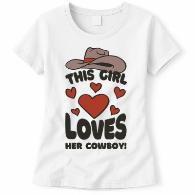 This Girl Loves Her Cowboy Cute Girlfriend Womens T-Shirt