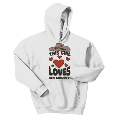 This Girl Loves Her Cowboy Cute Girlfriend Kids Hoodie