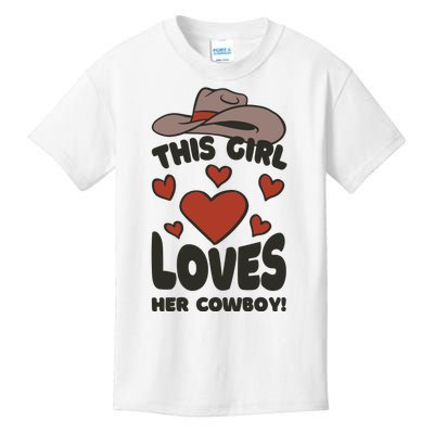 This Girl Loves Her Cowboy Cute Girlfriend Kids T-Shirt