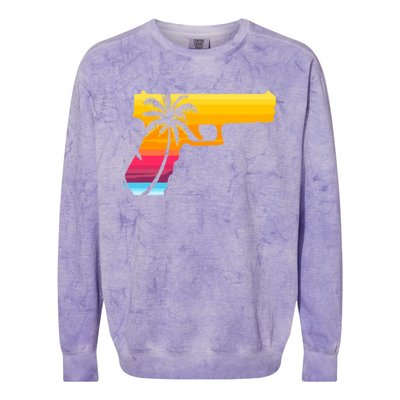 Tropical Gun Lover Firearm Beach Cute Hawaiian Gift Aloha Colorblast Crewneck Sweatshirt