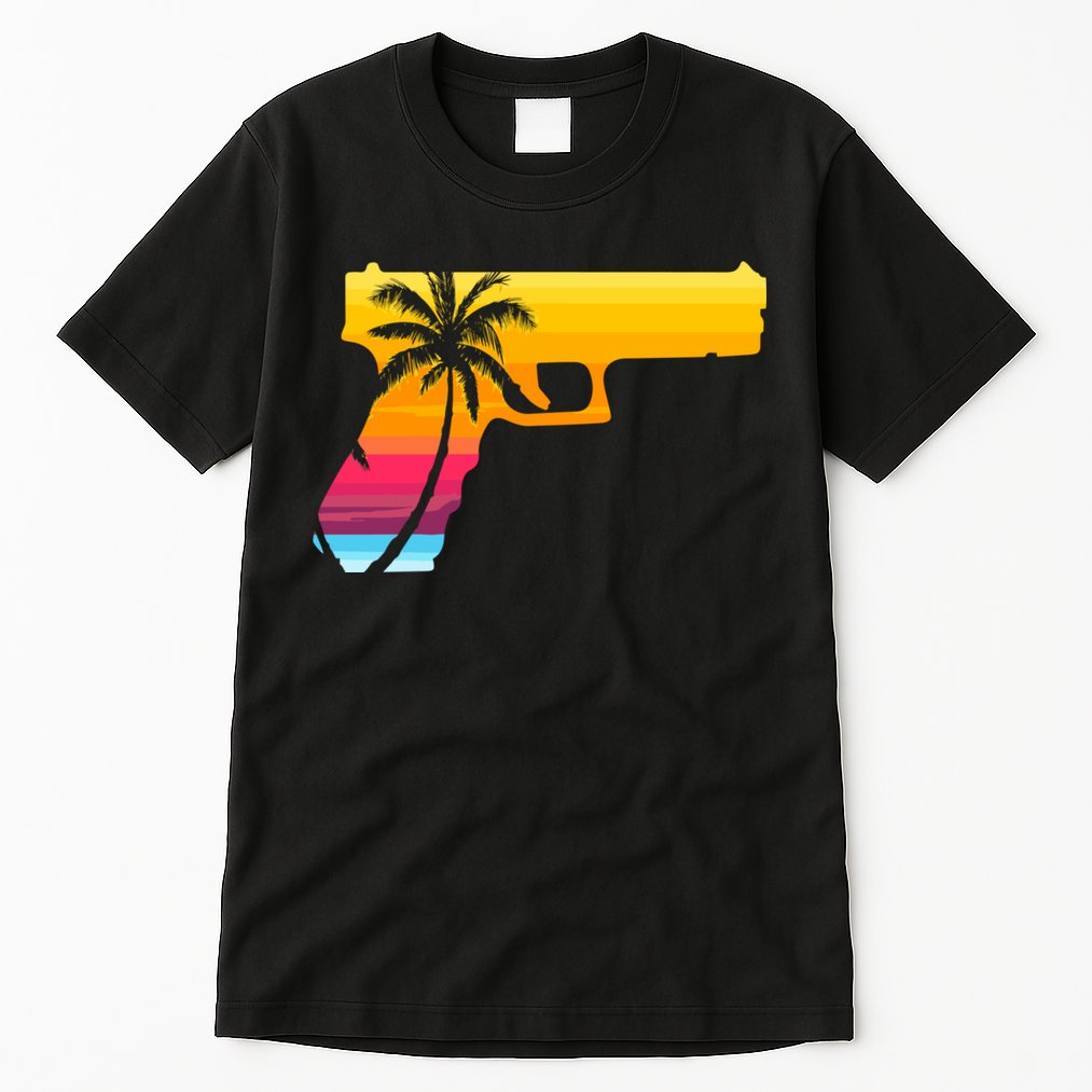 Tropical Gun Lover Firearm Beach Cute Hawaiian Gift Aloha Tall T-Shirt
