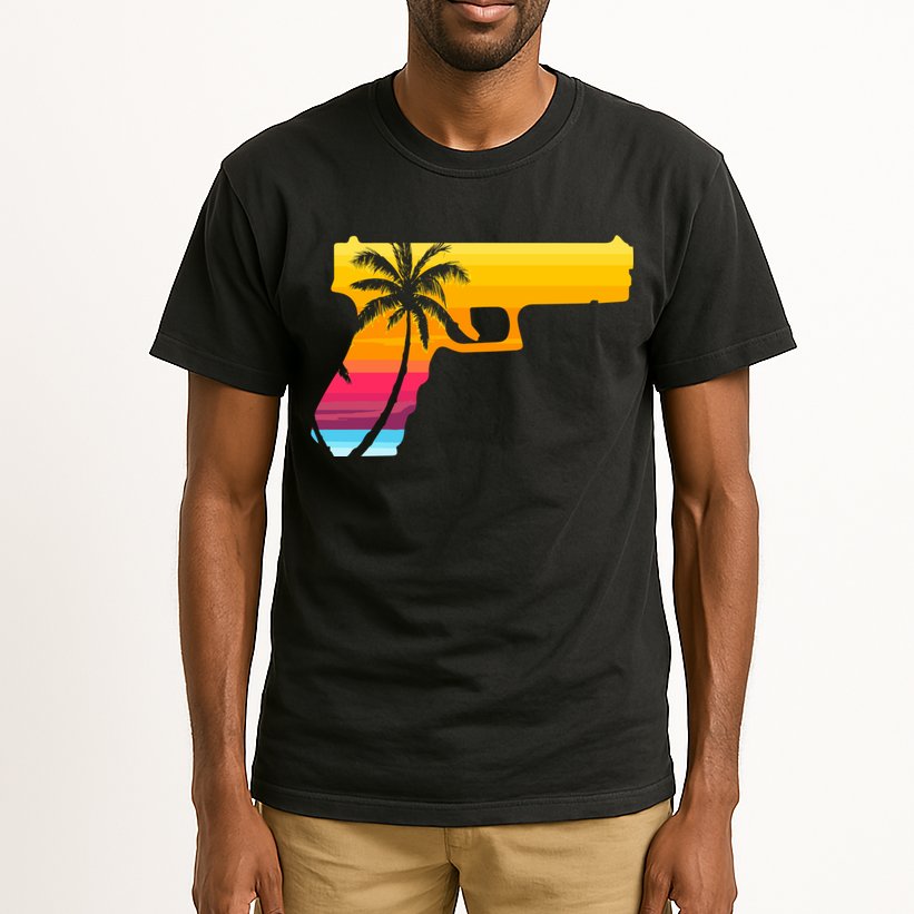 Tropical Gun Lover Firearm Beach Cute Hawaiian Gift Aloha Tall T-Shirt