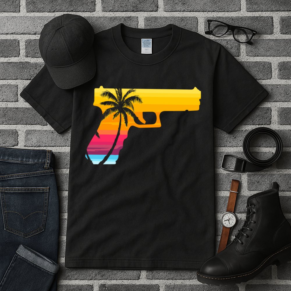 Tropical Gun Lover Firearm Beach Cute Hawaiian Gift Aloha Tall T-Shirt