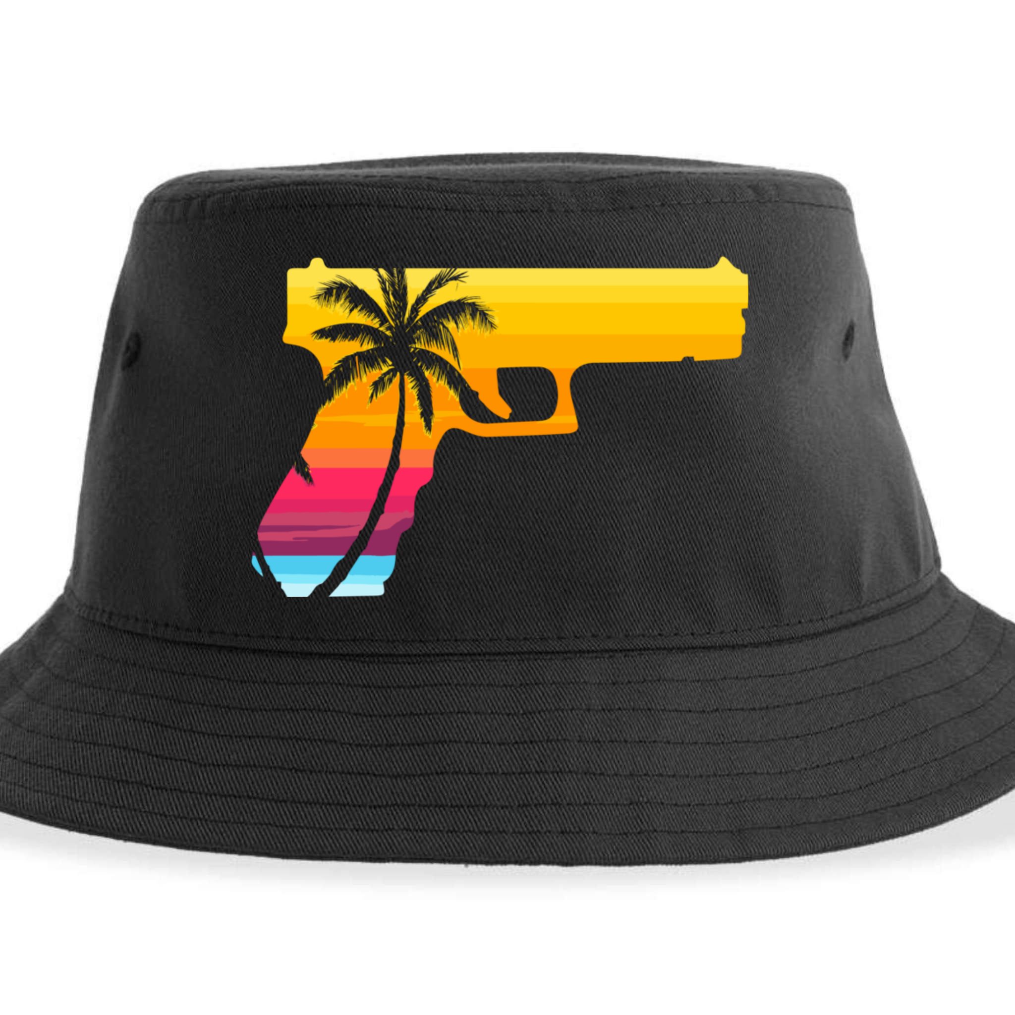 Tropical Gun Lover Firearm Beach Cute Hawaiian Gift Aloha Sustainable Bucket Hat
