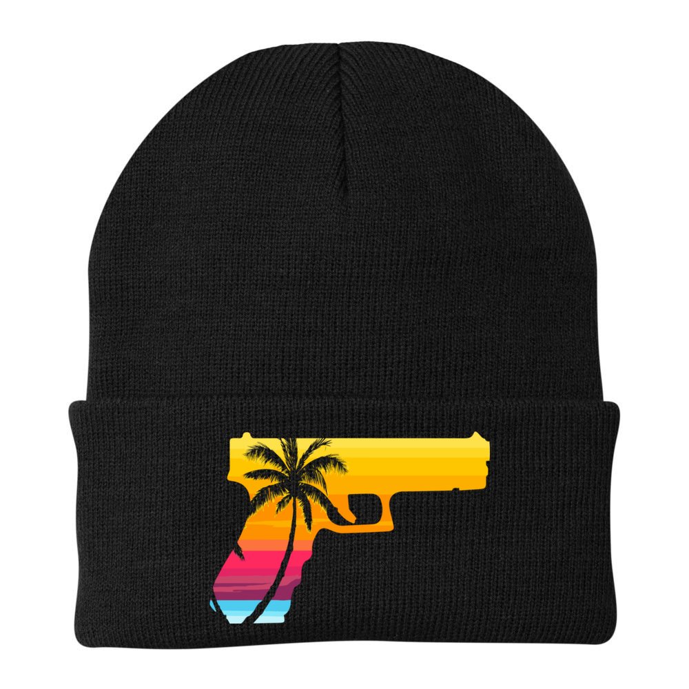 Tropical Gun Lover Firearm Beach Cute Hawaiian Gift Aloha Beanie