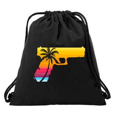 Tropical Gun Lover Firearm Beach Cute Hawaiian Gift Aloha Drawstring Bag