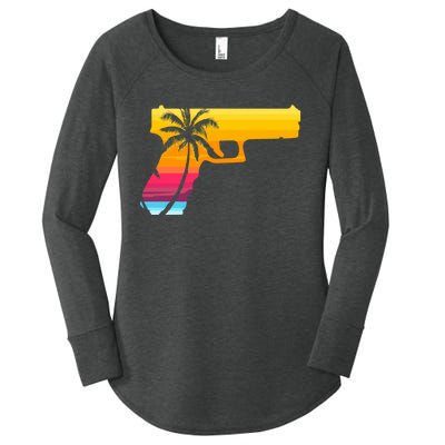 Tropical Gun Lover Firearm Beach Cute Hawaiian Gift Aloha Women's Perfect Tri Tunic Long Sleeve Shirt