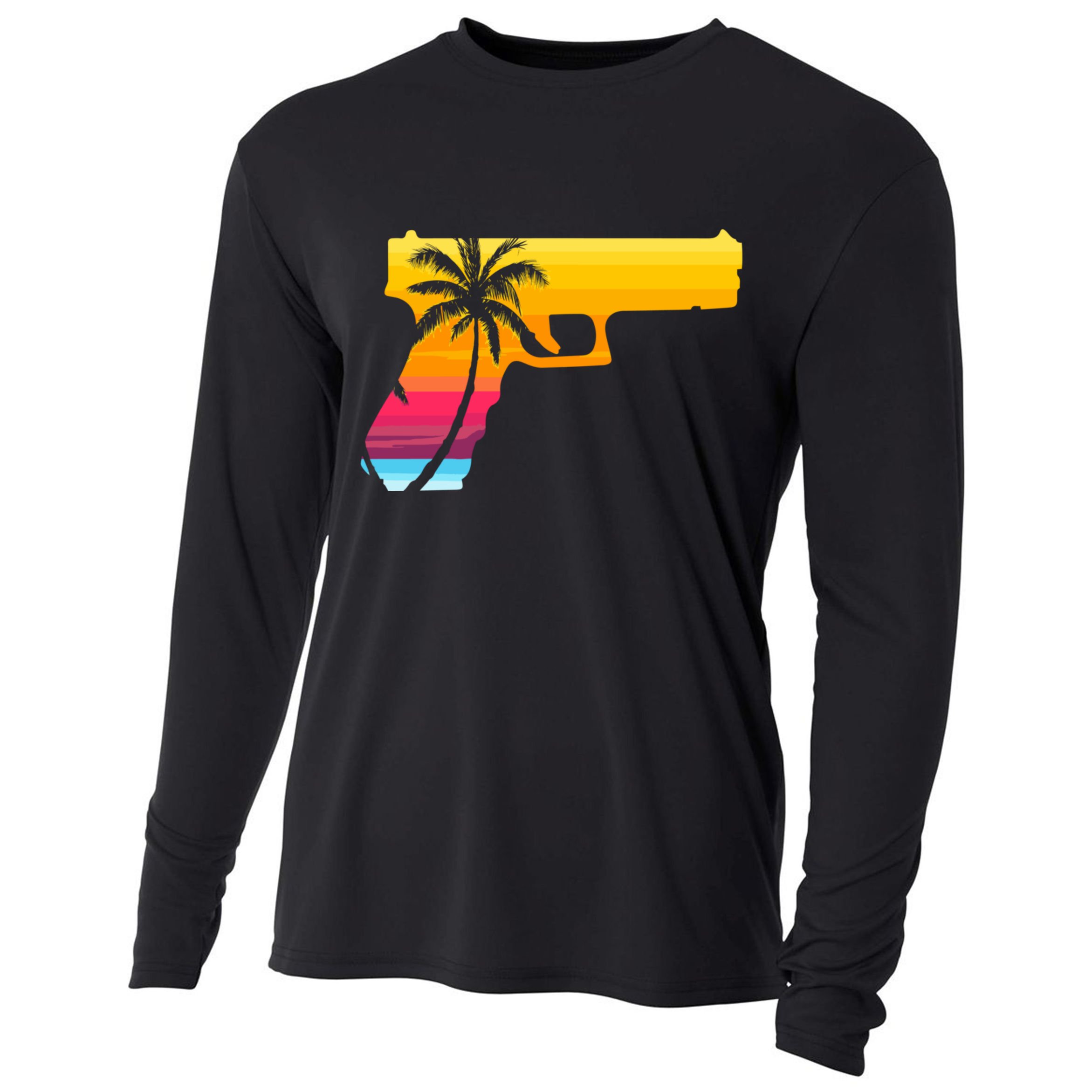 Tropical Gun Lover Firearm Beach Cute Hawaiian Gift Aloha Cooling Performance Long Sleeve Crew